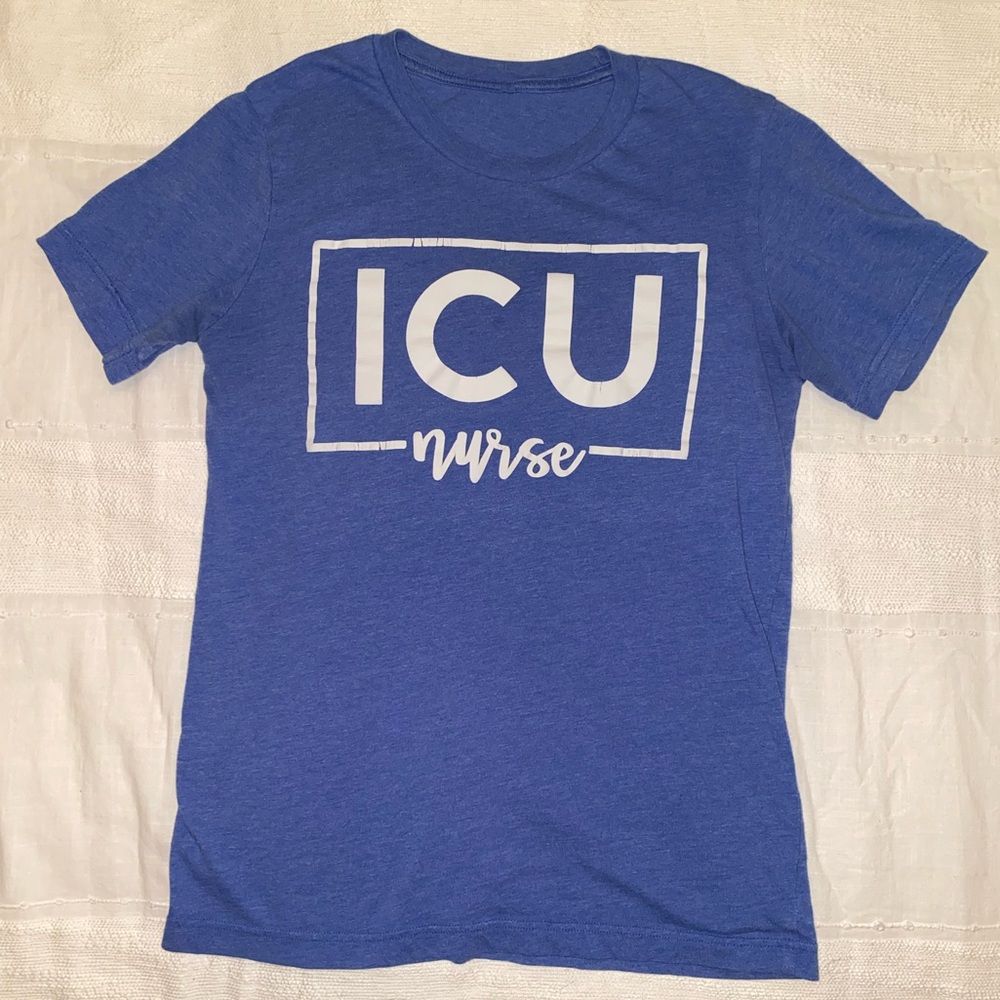 Blue Heathered ICU Nurse tee-shirt